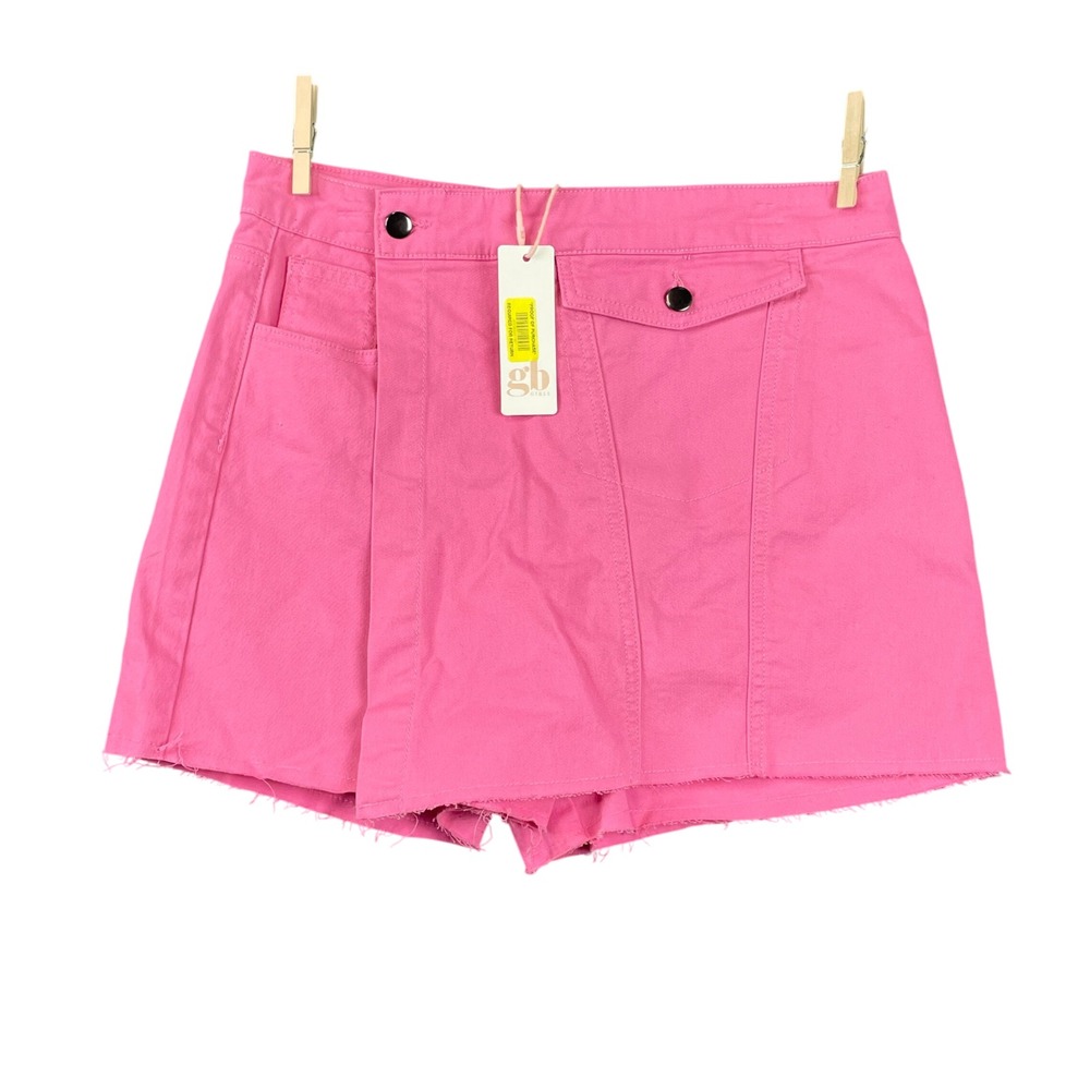 GB Girls Denim Skort Girls 16 Pink New Skirt Shorts Raw Hem Academia Western